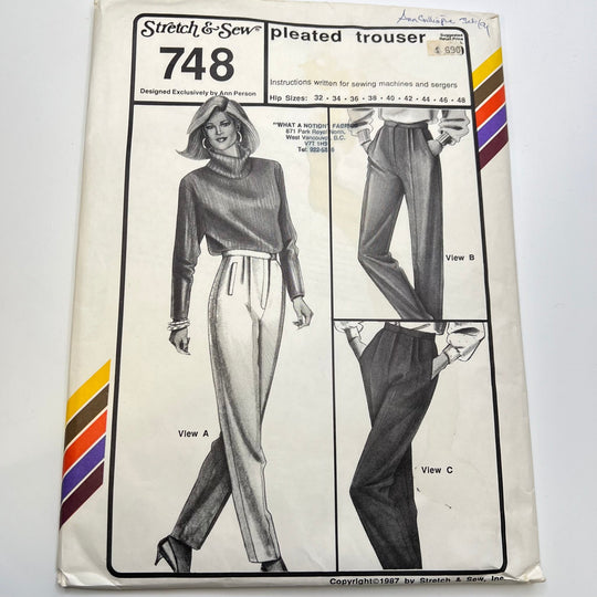 Sewing Pattern - Womenswear - Stretch And Sew 748 - True Deadstock supplies Fabric by private - Sustainable Textile | FABCYCLE