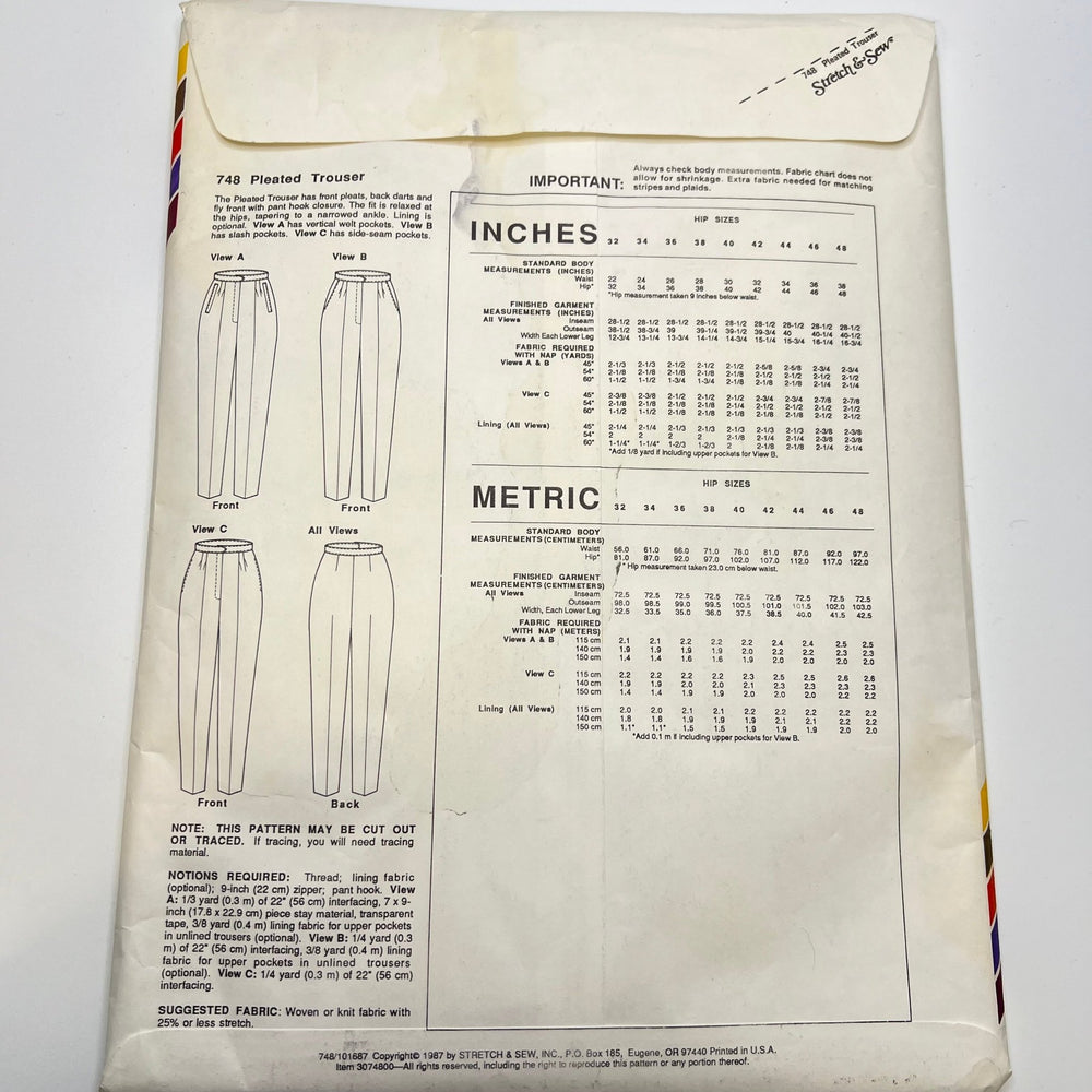 Sewing Pattern - Womenswear - Stretch And Sew 748 - True Deadstock supplies Fabric by private - Sustainable Textile | FABCYCLE
