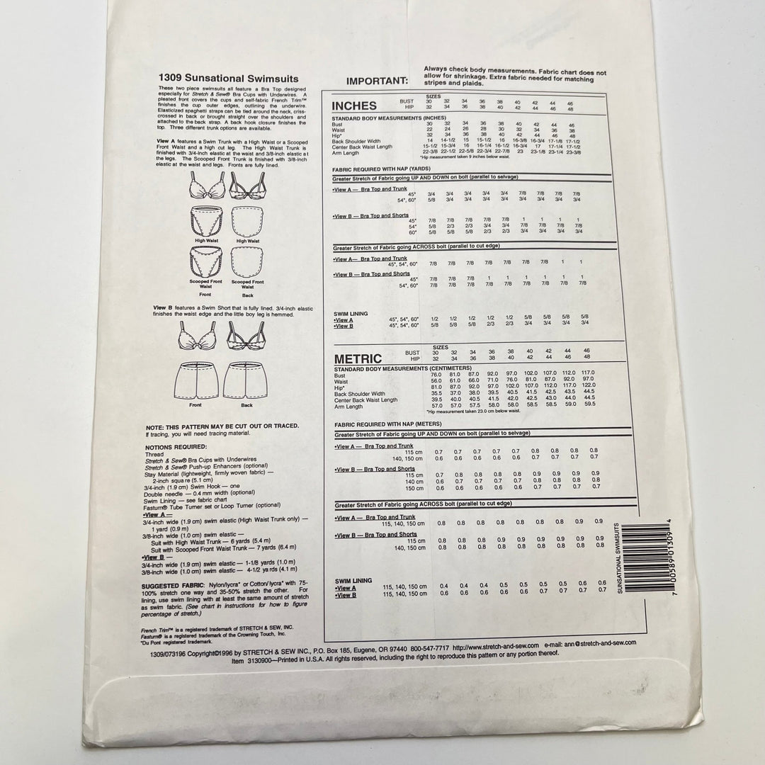 Sewing Pattern - Womenswear - Stretch &amp; Sew 1309 - True Deadstock supplies Fabric by private - Sustainable Textile | FABCYCLE