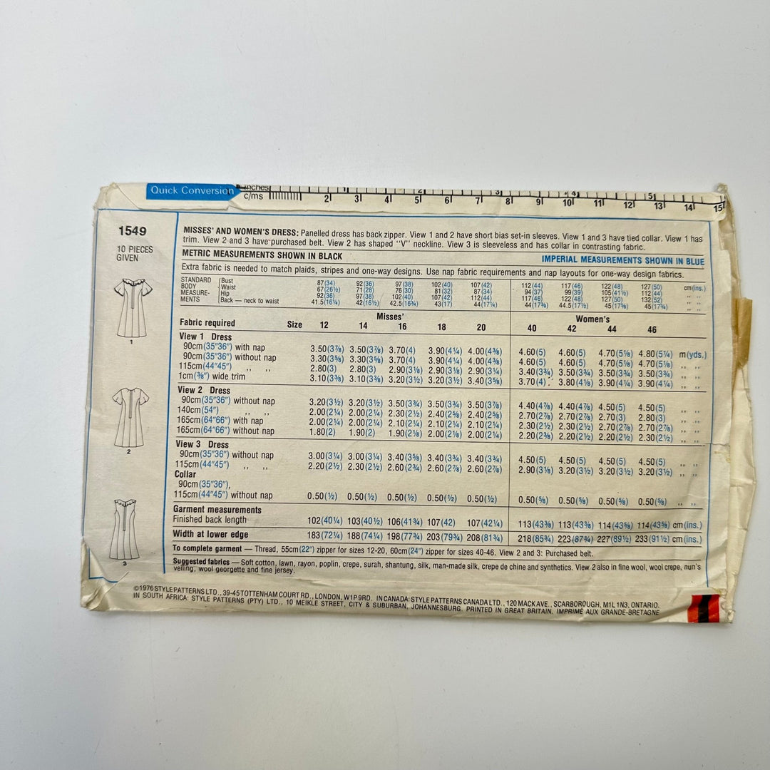 Sewing Pattern - Womenswear - Style 1549 - True Deadstock supplies Fabric by private - Sustainable Textile | FABCYCLE