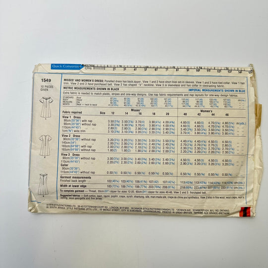 Sewing Pattern - Womenswear - Style 1549 - True Deadstock supplies Fabric by private - Sustainable Textile | FABCYCLE