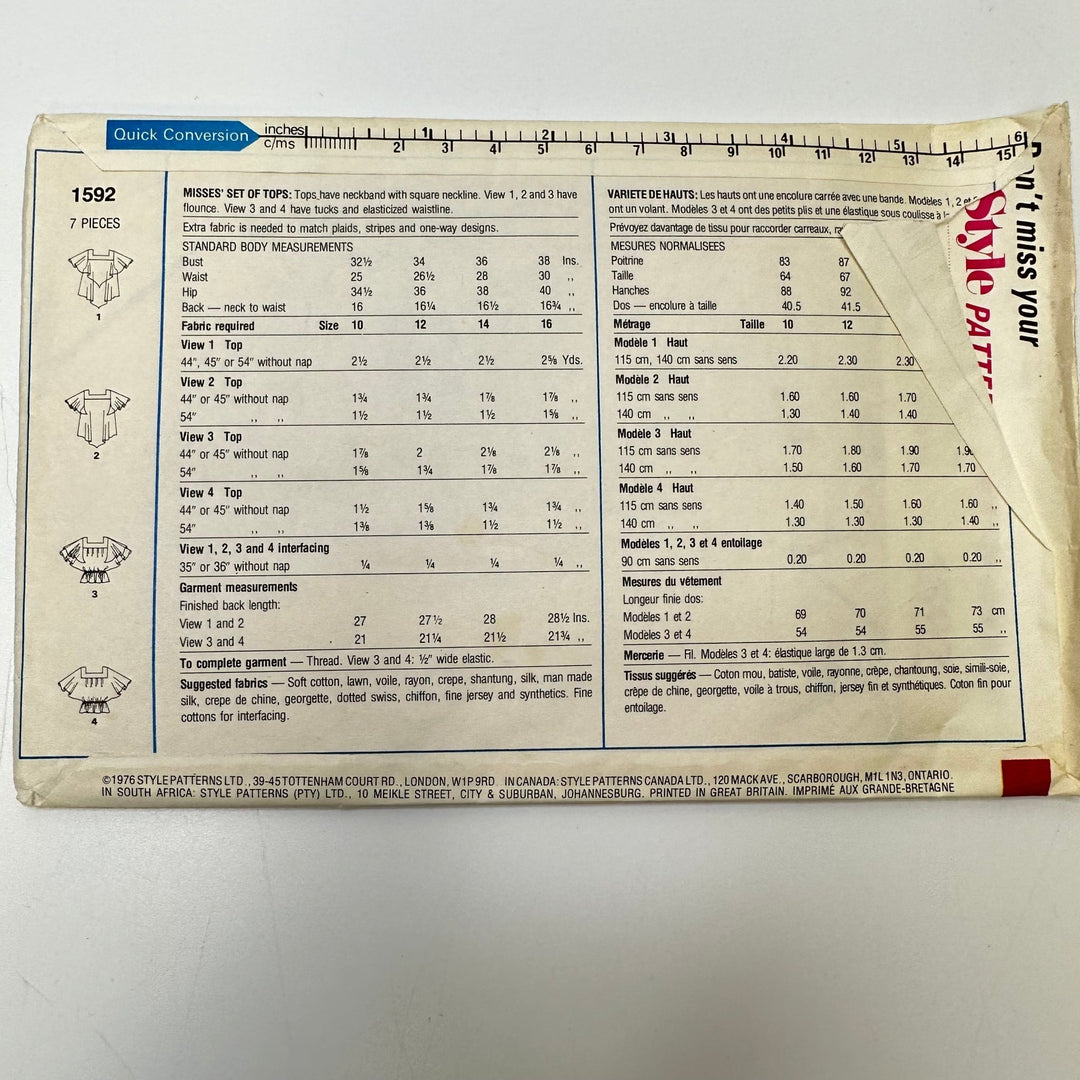 Sewing Pattern - Womenswear - Style 1592 - True Deadstock supplies Fabric by private - Sustainable Textile | FABCYCLE