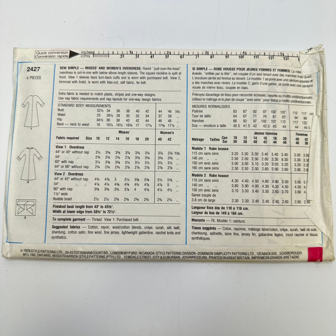 Sewing Pattern - Womenswear - Style 2427 - True Deadstock supplies Fabric by private - Sustainable Textile | FABCYCLE