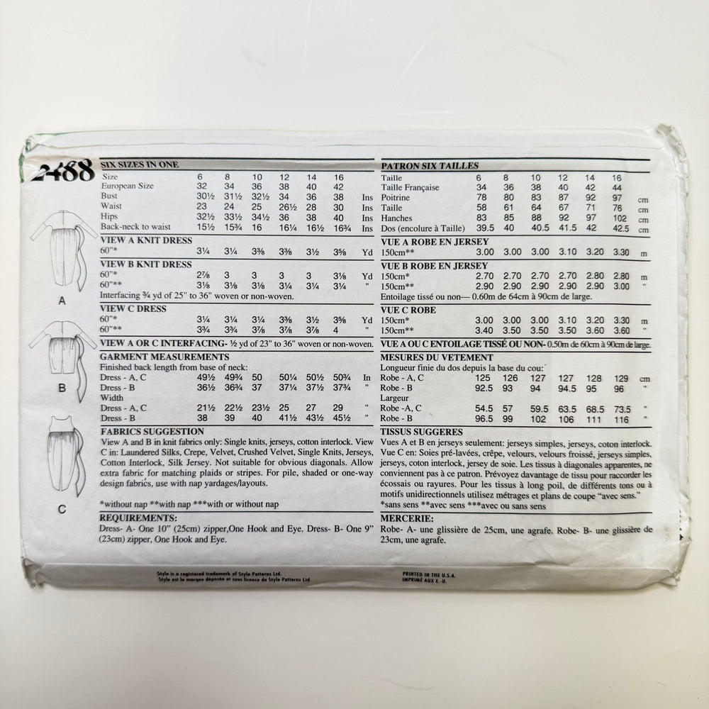 Sewing Pattern - Womenswear - Style 2488 - True Deadstock supplies Fabric by private - Sustainable Textile | FABCYCLE