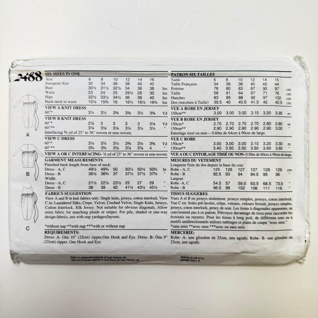 Sewing Pattern - Womenswear - Style 2488 - True Deadstock supplies Fabric by private - Sustainable Textile | FABCYCLE