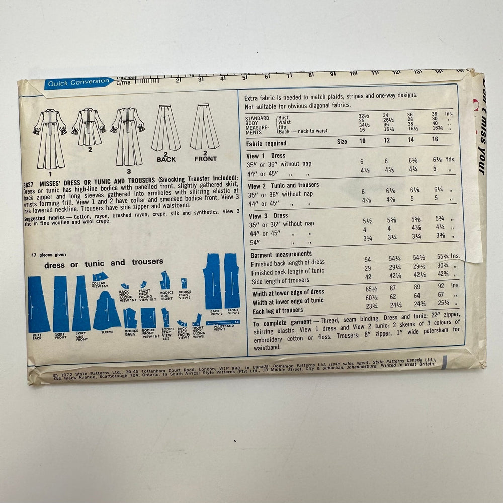 Sewing Pattern - Womenswear - Style 3837 - True Deadstock supplies Fabric by private - Sustainable Textile | FABCYCLE