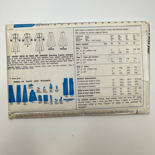 Sewing Pattern - Womenswear - Style 3837 - True Deadstock supplies Fabric by private - Sustainable Textile | FABCYCLE