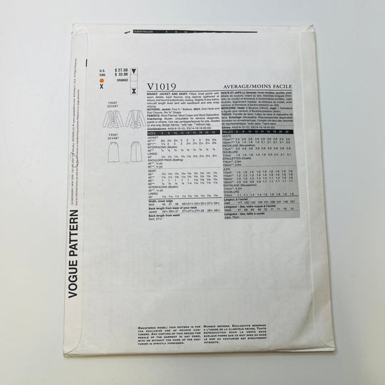 Sewing Pattern - Womenswear - Vogue 1019 - True Deadstock supplies Fabric by private - Sustainable Textile | FABCYCLE
