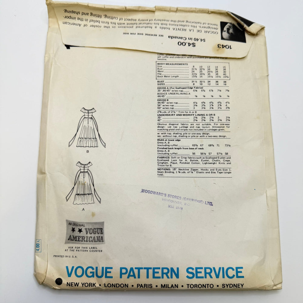 Sewing Pattern - Womenswear - Vogue 1043 - True Deadstock supplies Fabric by private - Sustainable Textile | FABCYCLE