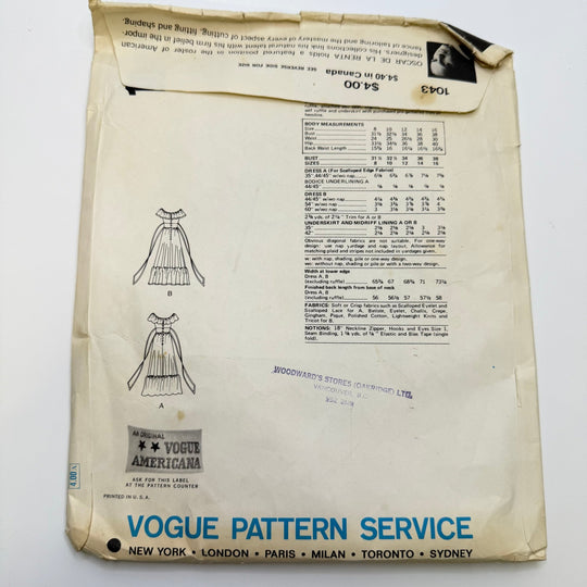 Sewing Pattern - Womenswear - Vogue 1043 - True Deadstock supplies Fabric by private - Sustainable Textile | FABCYCLE