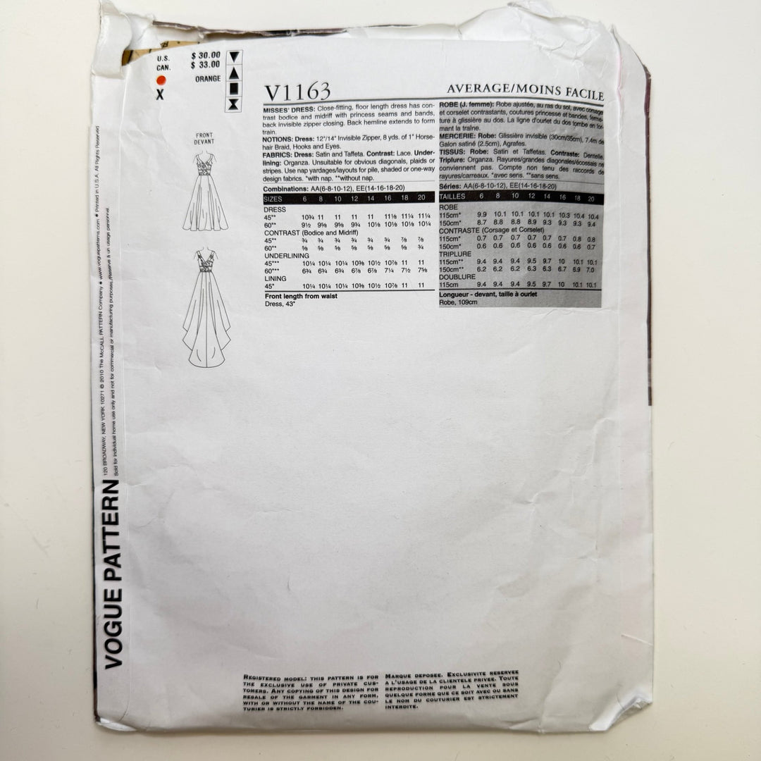 Sewing Pattern - Womenswear - Vogue 1163 - True Deadstock supplies Fabric by private - Sustainable Textile | FABCYCLE