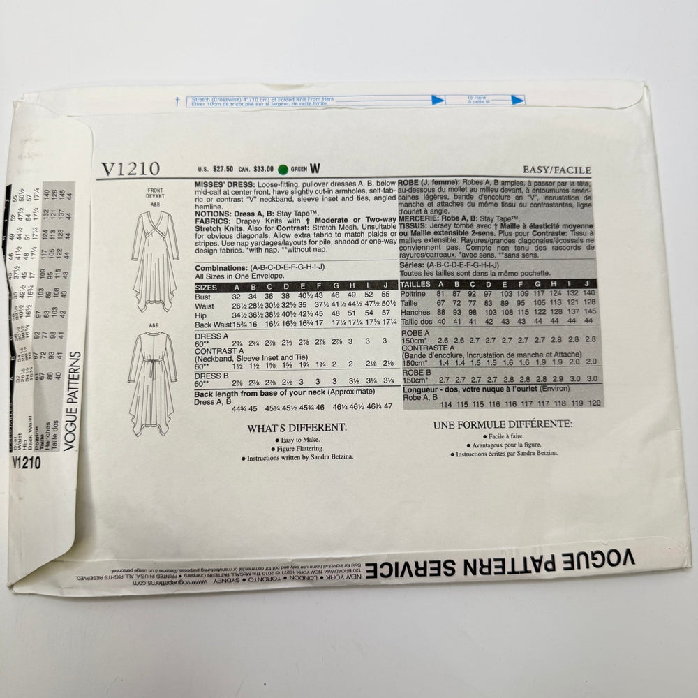 Sewing Pattern - Womenswear - Vogue 1210 - True Deadstock supplies Fabric by private - Sustainable Textile | FABCYCLE