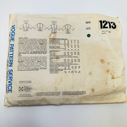 Sewing Pattern - Womenswear - Vogue 1213 - True Deadstock supplies Fabric by private - Sustainable Textile | FABCYCLE
