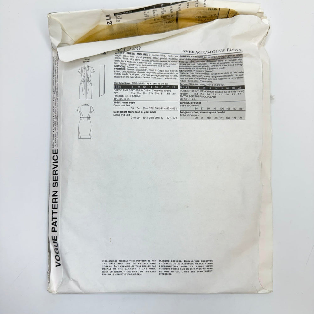 Sewing Pattern - Womenswear - Vogue 1220 - True Deadstock supplies Fabric by private - Sustainable Textile | FABCYCLE