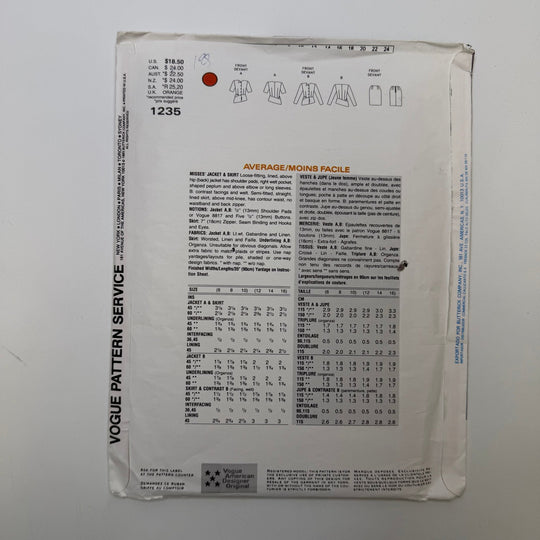 Sewing Pattern - Womenswear - Vogue 1235 - True Deadstock supplies Fabric by private - Sustainable Textile | FABCYCLE