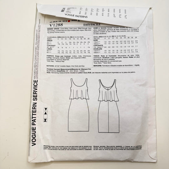 Sewing Pattern - Womenswear - Vogue 1288 - True Deadstock supplies Fabric by private - Sustainable Textile | FABCYCLE