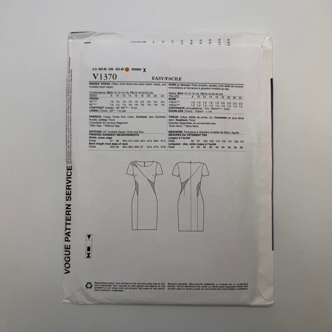 Sewing Pattern - Womenswear - Vogue 1370 - True Deadstock supplies Fabric by private - Sustainable Textile | FABCYCLE