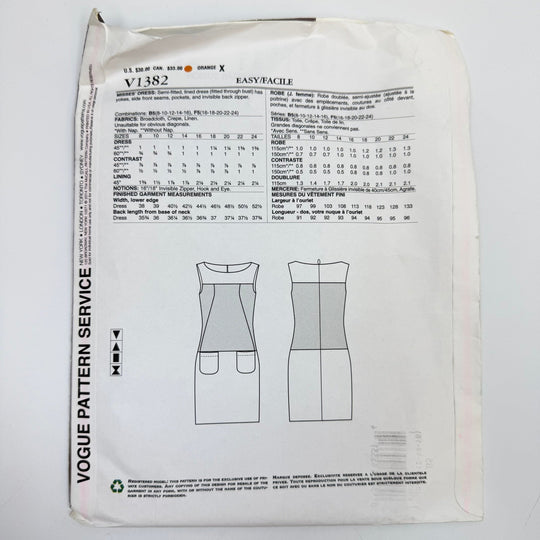 Sewing Pattern - Womenswear - Vogue 1382 - True Deadstock supplies Fabric by private - Sustainable Textile | FABCYCLE