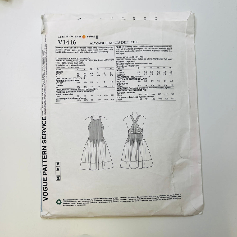 Sewing Pattern - Womenswear - Vogue 1446 - True Deadstock supplies Fabric by private - Sustainable Textile | FABCYCLE