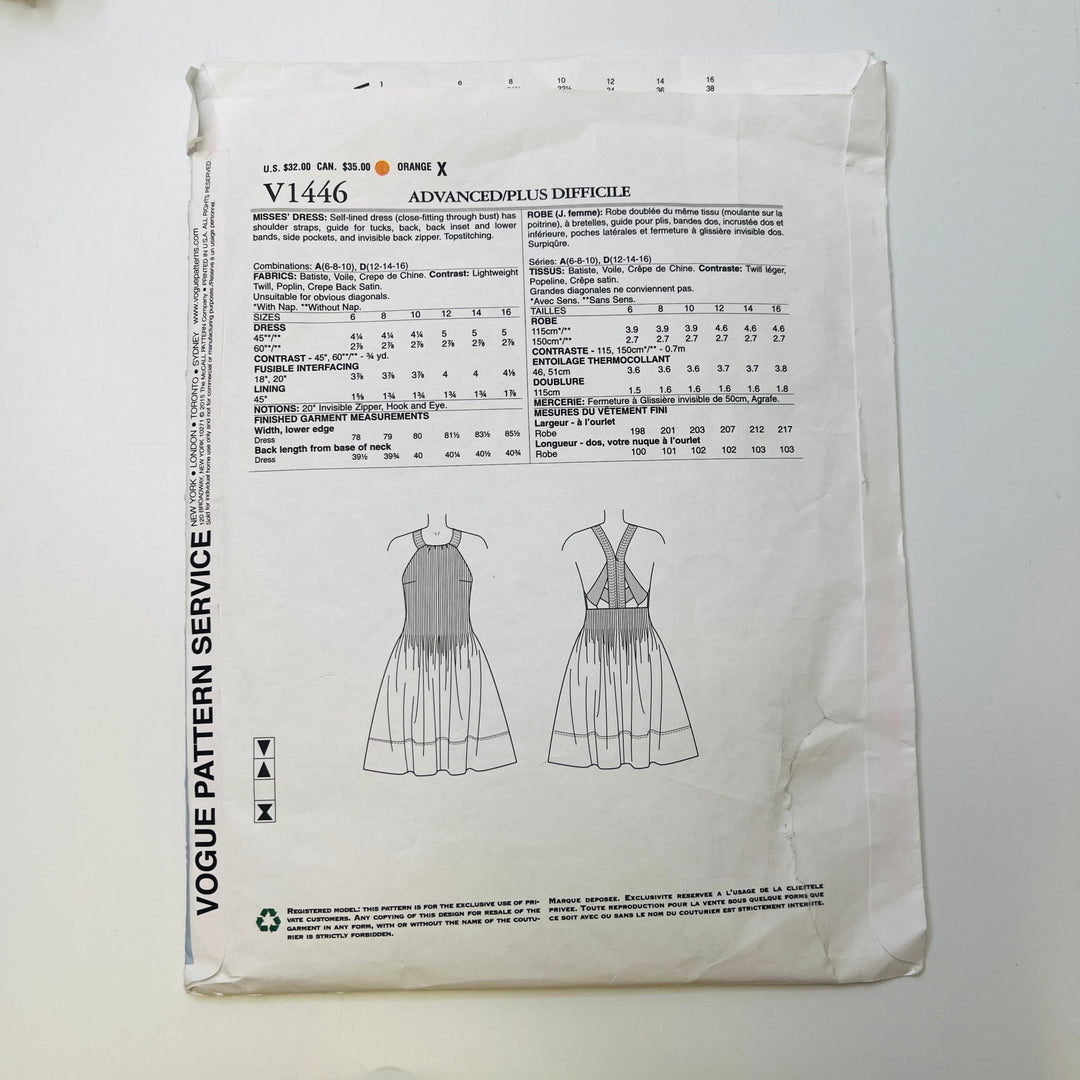 Sewing Pattern - Womenswear - Vogue 1446 - True Deadstock supplies Fabric by private - Sustainable Textile | FABCYCLE