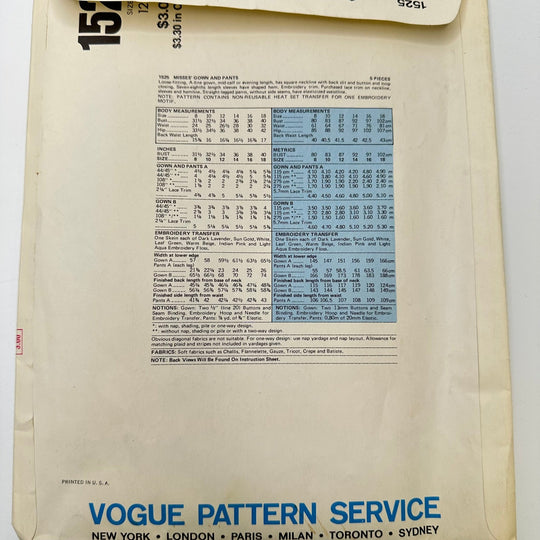 Sewing Pattern - Womenswear - Vogue 1525 - True Deadstock supplies Fabric by private - Sustainable Textile | FABCYCLE