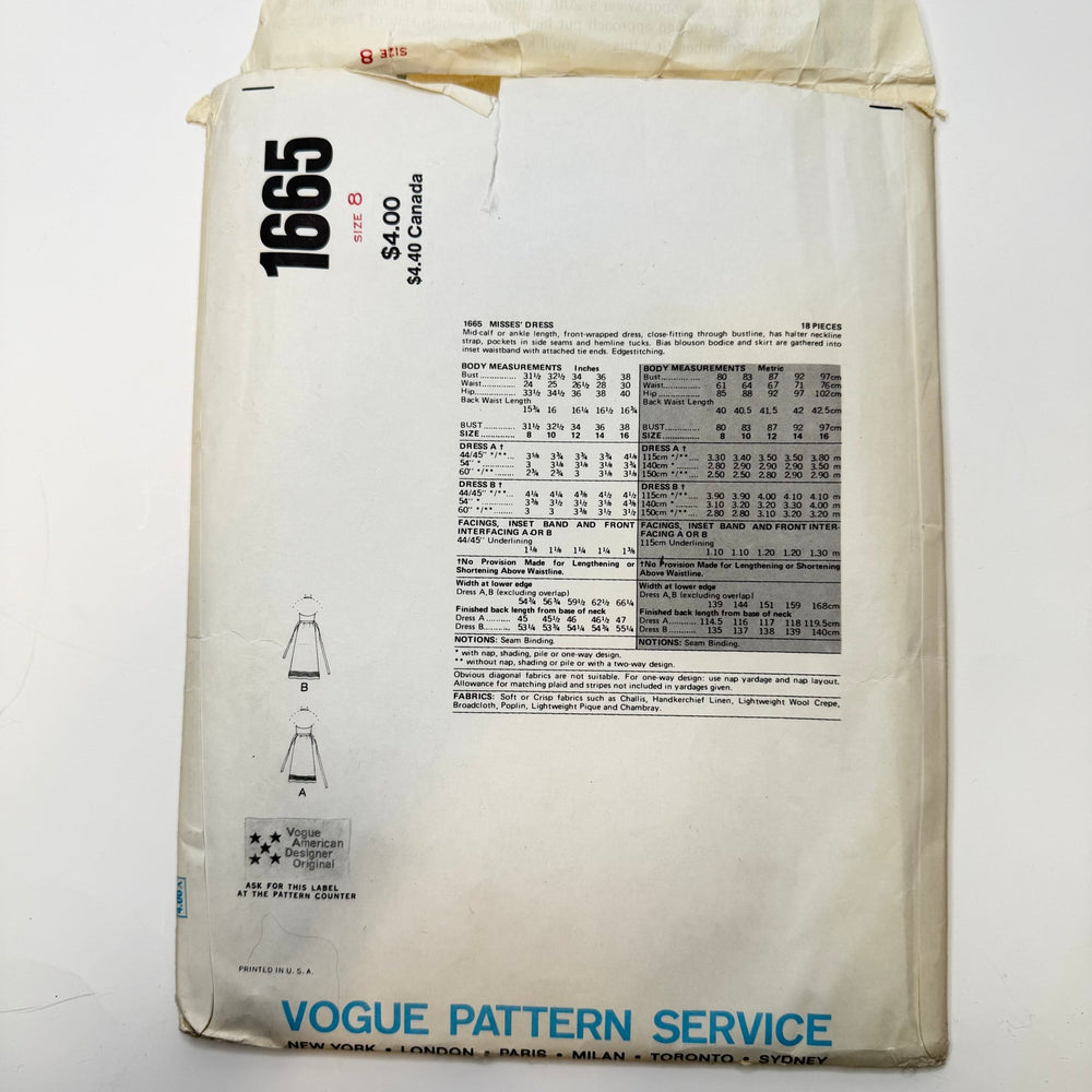 Sewing Pattern - Womenswear - Vogue 1665 - True Deadstock supplies Fabric by private - Sustainable Textile | FABCYCLE