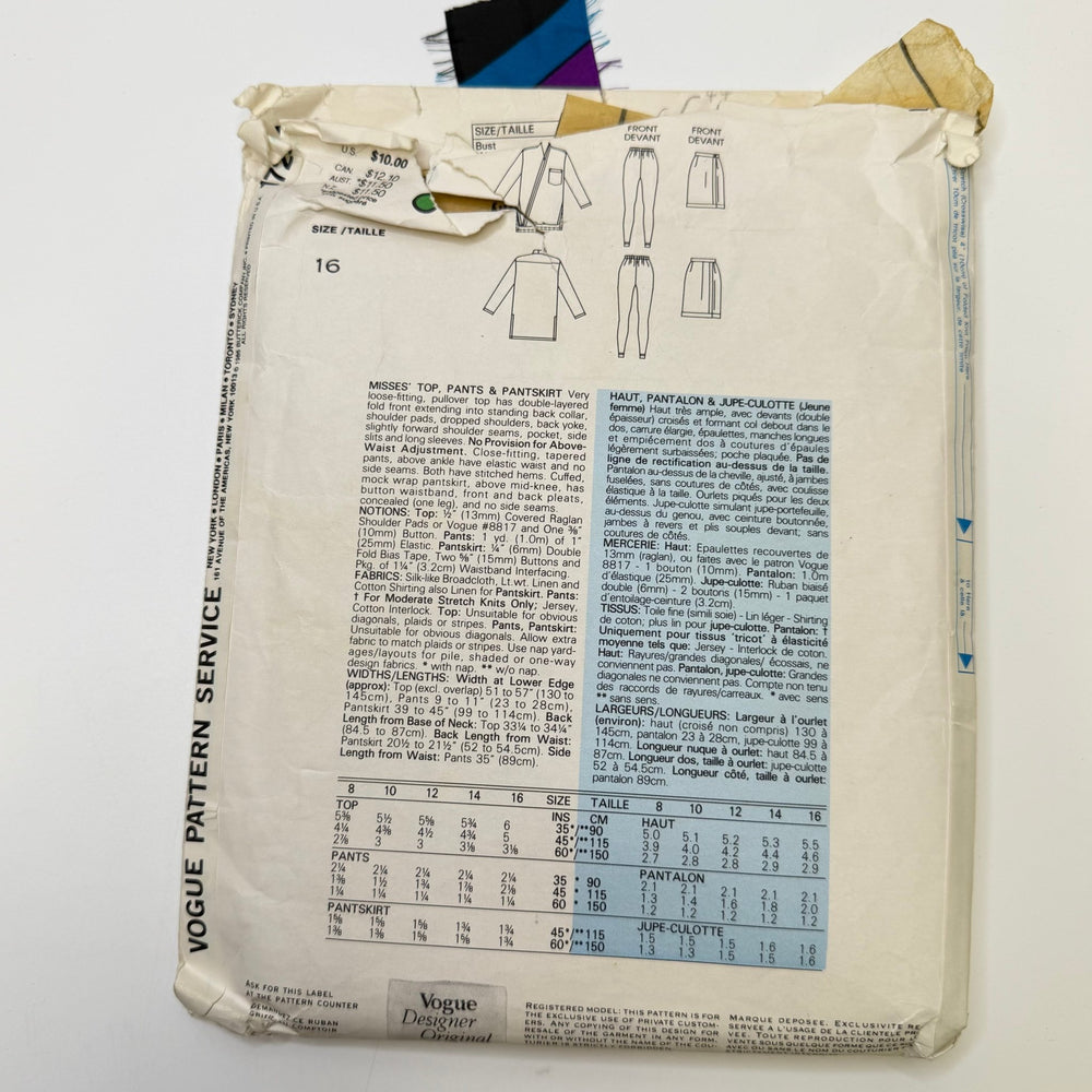 Sewing Pattern - Womenswear - Vogue 1729 - True Deadstock supplies Fabric by private - Sustainable Textile | FABCYCLE