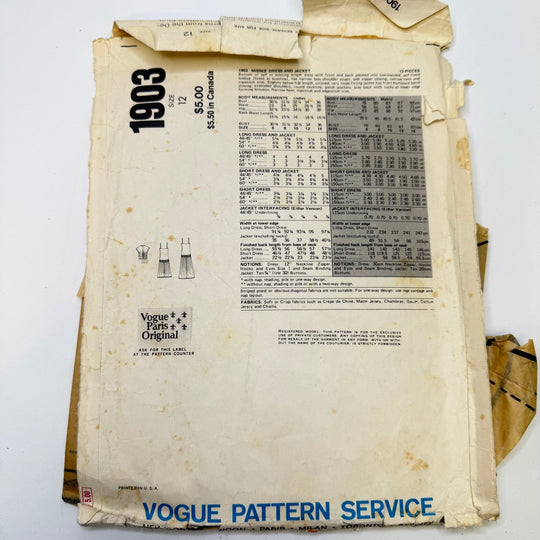 Sewing Pattern - Womenswear - Vogue 1903 - True Deadstock supplies Fabric by private - Sustainable Textile | FABCYCLE