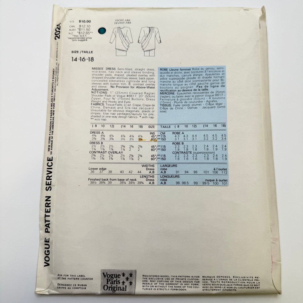 Sewing Pattern - Womenswear - Vogue 2024 - True Deadstock supplies Fabric by private - Sustainable Textile | FABCYCLE