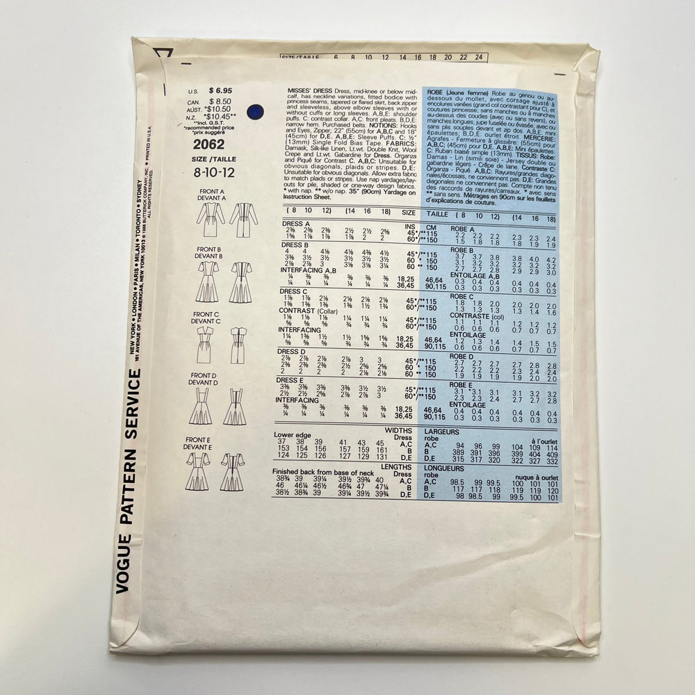 Sewing Pattern - Womenswear - Vogue 2062 - True Deadstock supplies Fabric by private - Sustainable Textile | FABCYCLE
