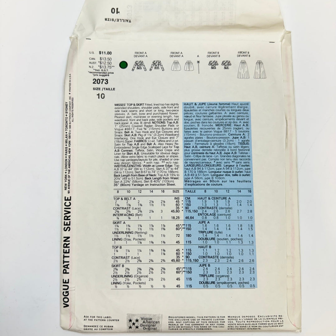Sewing Pattern - Womenswear - Vogue 2073 - True Deadstock supplies Fabric by private - Sustainable Textile | FABCYCLE