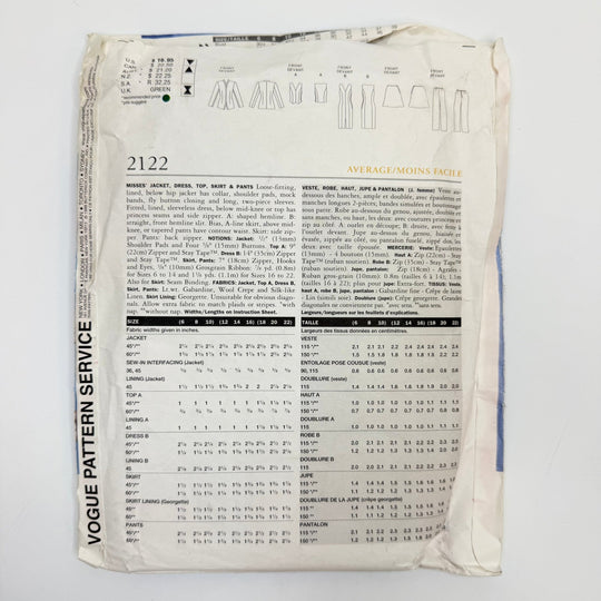 Sewing Pattern - Womenswear - Vogue 2122 - True Deadstock supplies Fabric by private - Sustainable Textile | FABCYCLE