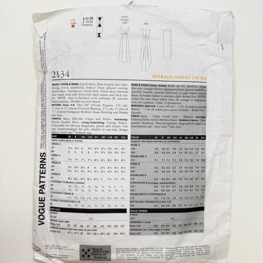 Sewing Pattern - Womenswear - Vogue 2134 - True Deadstock supplies Fabric by private - Sustainable Textile | FABCYCLE