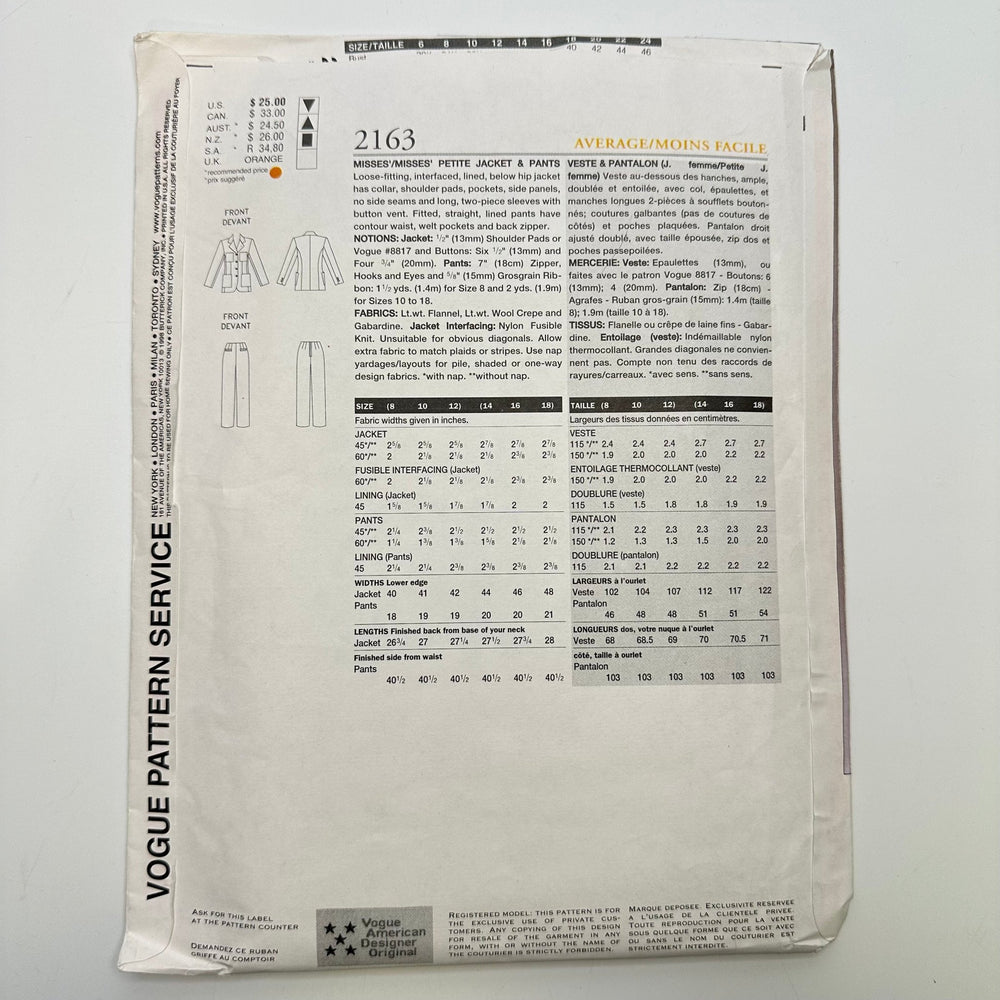 Sewing Pattern - Womenswear - Vogue 2163 - True Deadstock supplies Fabric by private - Sustainable Textile | FABCYCLE