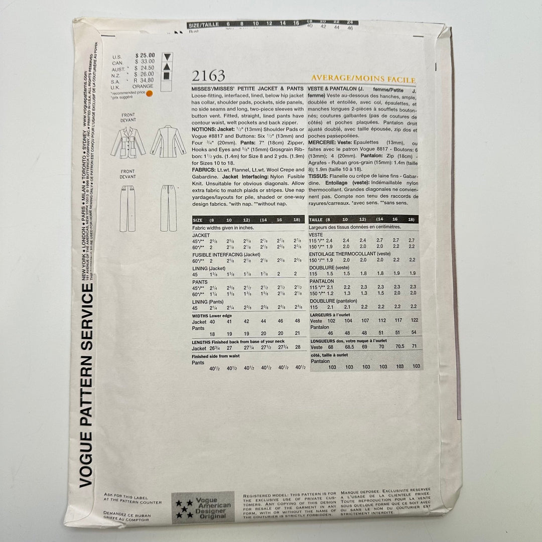 Sewing Pattern - Womenswear - Vogue 2163 - True Deadstock supplies Fabric by private - Sustainable Textile | FABCYCLE