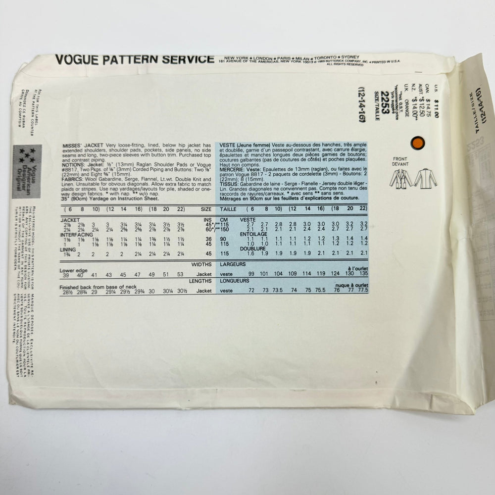 Sewing Pattern - Womenswear - Vogue 2253 - True Deadstock supplies Fabric by private - Sustainable Textile | FABCYCLE