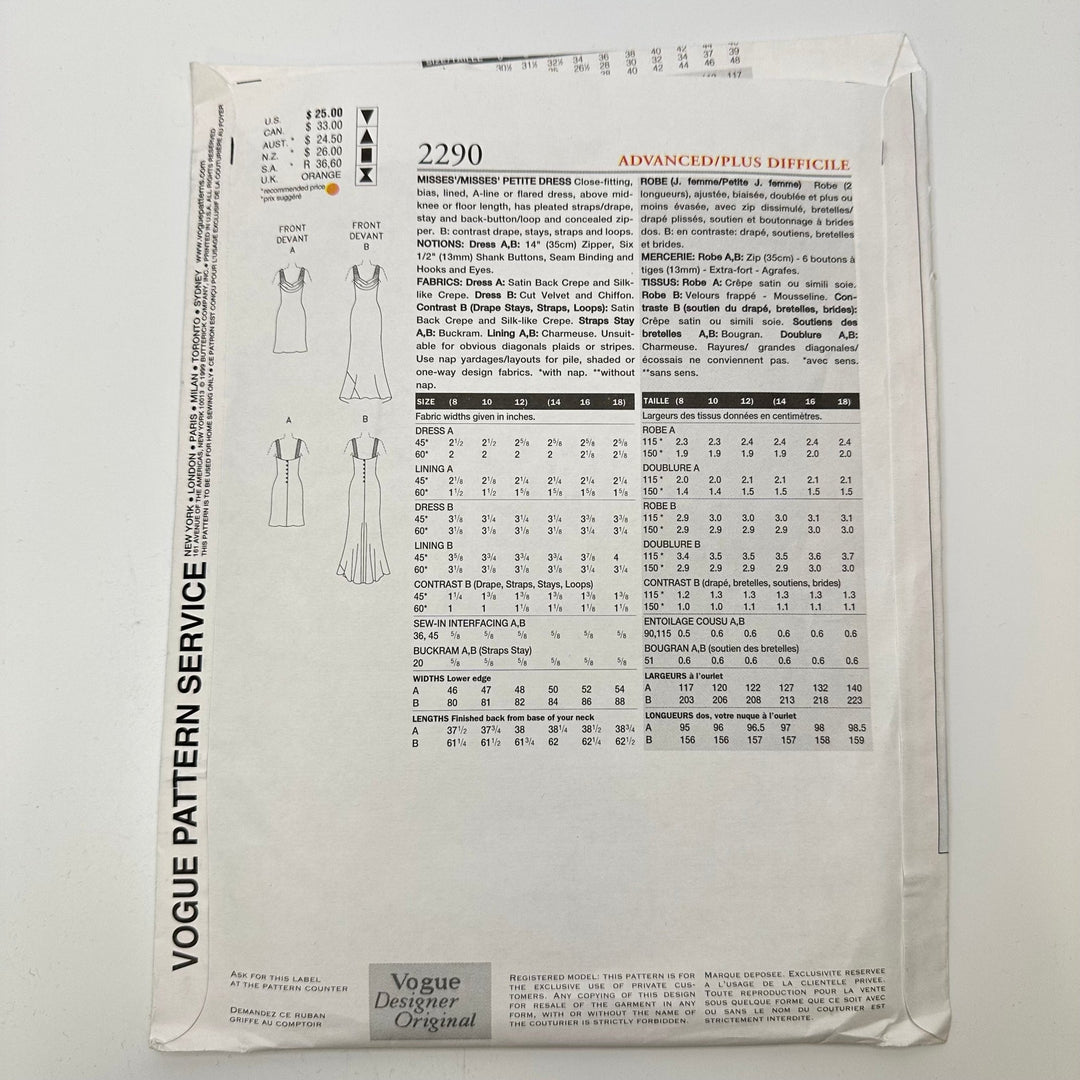 Sewing Pattern - Womenswear - Vogue 2290 - True Deadstock supplies Fabric by private - Sustainable Textile | FABCYCLE
