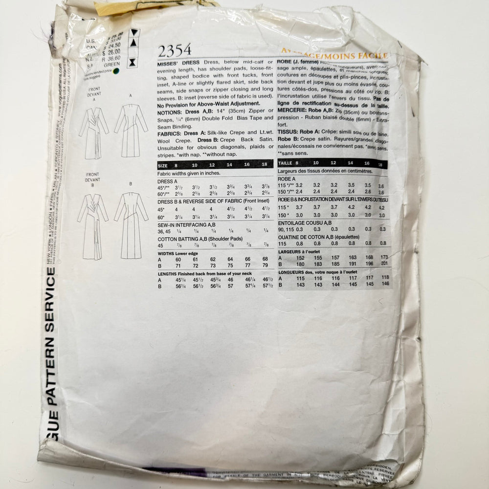 Sewing Pattern - Womenswear - Vogue 2354 - True Deadstock supplies Fabric by private - Sustainable Textile | FABCYCLE