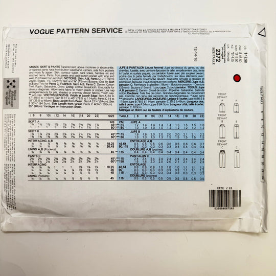 Sewing Pattern - Womenswear - Vogue 2372 - True Deadstock supplies Fabric by private - Sustainable Textile | FABCYCLE