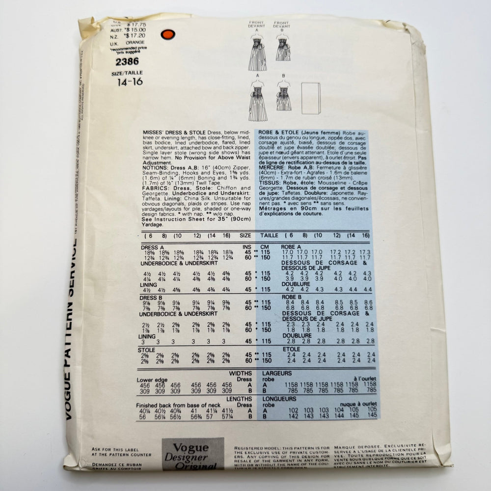 Sewing Pattern - Womenswear - Vogue 2386 - True Deadstock supplies Fabric by private - Sustainable Textile | FABCYCLE