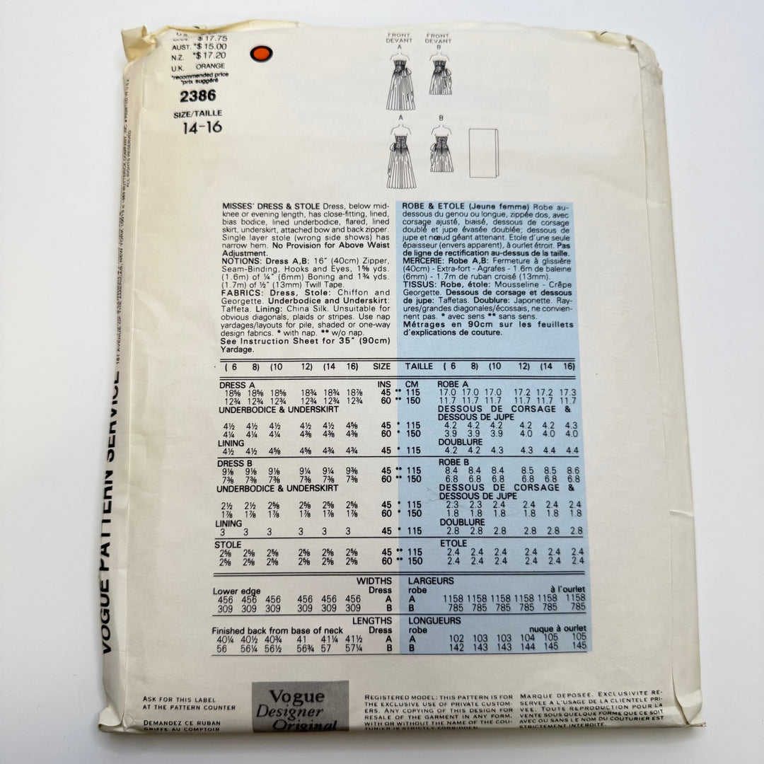 Sewing Pattern - Womenswear - Vogue 2386 - True Deadstock supplies Fabric by private - Sustainable Textile | FABCYCLE