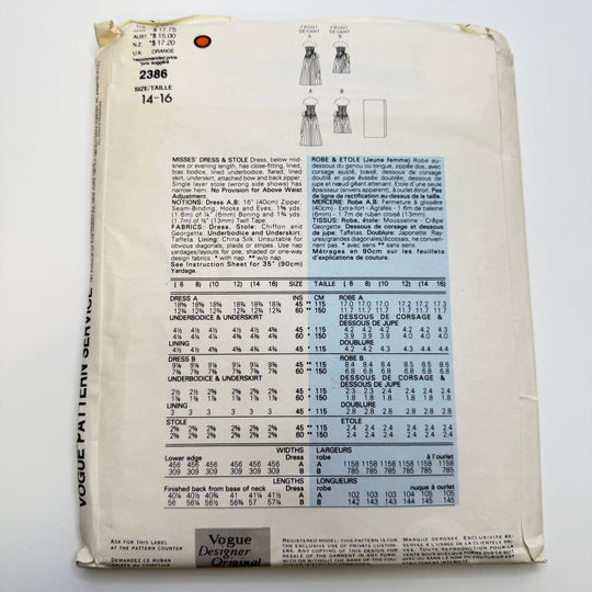 Sewing Pattern - Womenswear - Vogue 2386 - True Deadstock supplies Fabric by private - Sustainable Textile | FABCYCLE