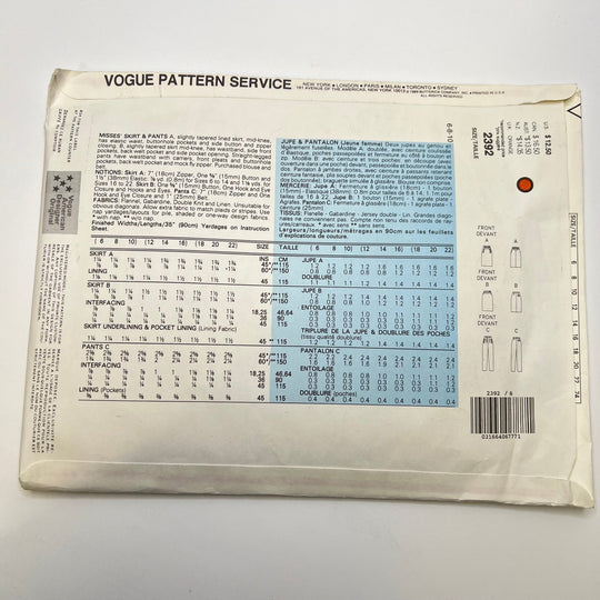 Sewing Pattern - Womenswear - Vogue 2392 - True Deadstock supplies Fabric by private - Sustainable Textile | FABCYCLE