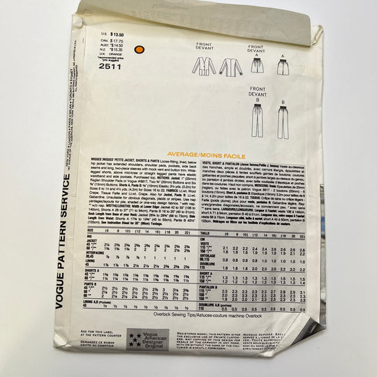 Sewing Pattern - Womenswear - Vogue 2511 - True Deadstock supplies Fabric by private - Sustainable Textile | FABCYCLE