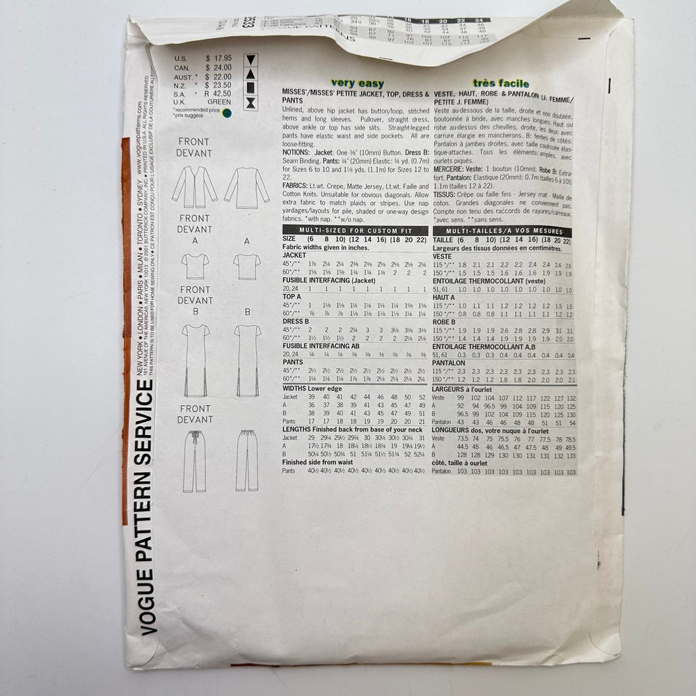 Sewing Pattern - Womenswear - Vogue 2533 - True Deadstock supplies Fabric by private - Sustainable Textile | FABCYCLE