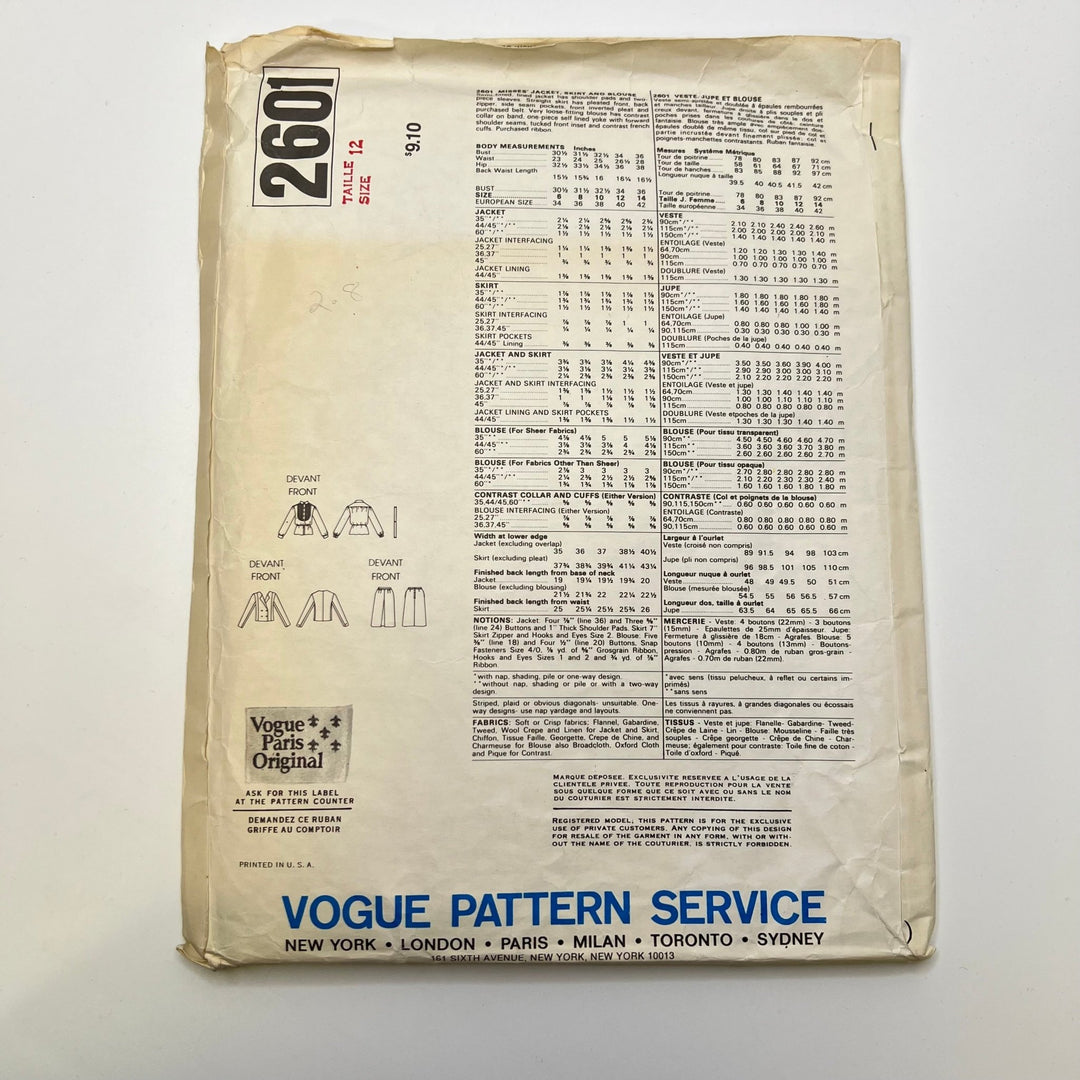 Sewing Pattern - Womenswear - Vogue 2601 - True Deadstock supplies Fabric by private - Sustainable Textile | FABCYCLE