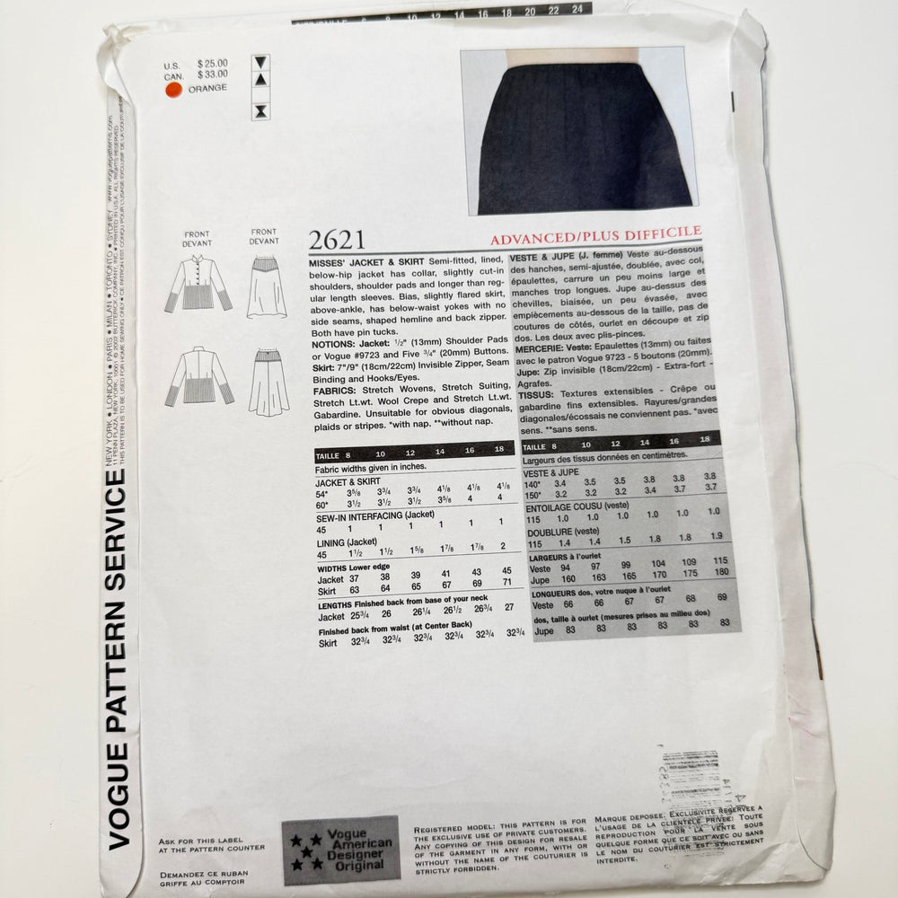 Sewing Pattern - Womenswear - Vogue 2621 - True Deadstock supplies Fabric by private - Sustainable Textile | FABCYCLE