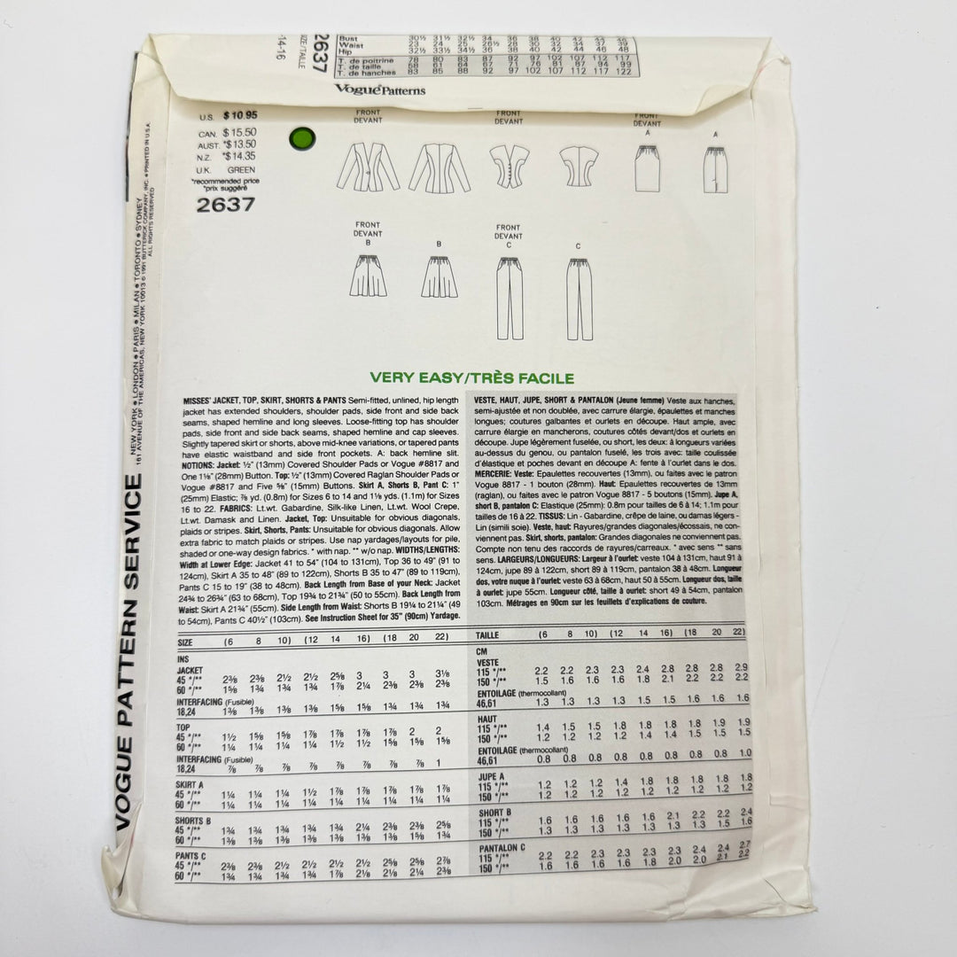 Sewing Pattern - Womenswear - Vogue 2637 - True Deadstock supplies Fabric by private - Sustainable Textile | FABCYCLE