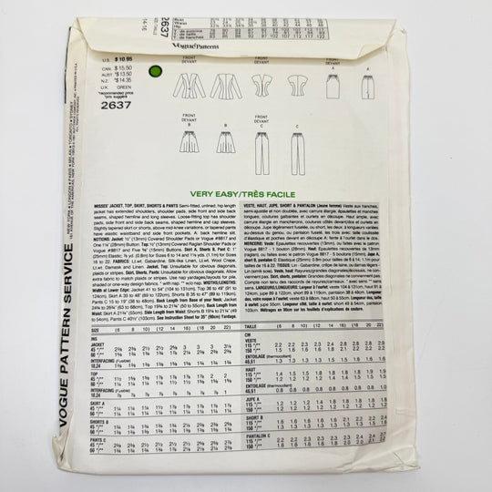 Sewing Pattern - Womenswear - Vogue 2637 - True Deadstock supplies Fabric by private - Sustainable Textile | FABCYCLE