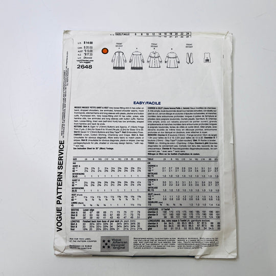 Sewing Pattern - Womenswear - Vogue 2648 - True Deadstock supplies Fabric by private - Sustainable Textile | FABCYCLE